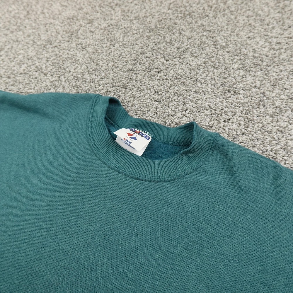 VTG Jerzees Sweatshirt Mens L Green Blank Crewneck Pullover Sweater USA 90s Y2K